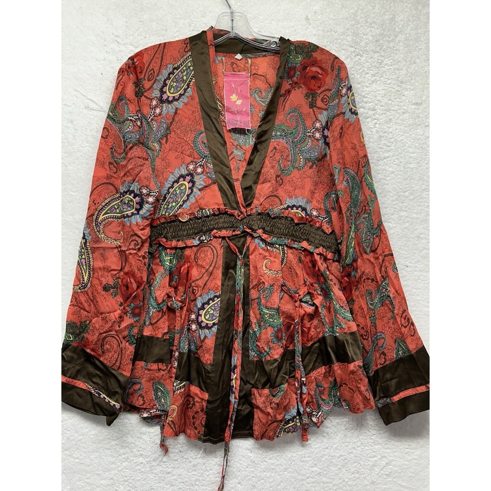 Johnny Was Womens Size S Long Sleeve V Neck Boho Chic Tunic Top (M3)